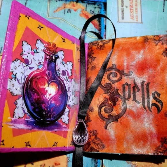 Magical Spell Book Mini Grimoire Handmade Book Journal Rainbow Pages Chunky Book - Picture 2 of 13